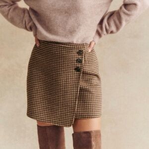 Sezane Peter Skirt Brown Houndstooth - Size 6